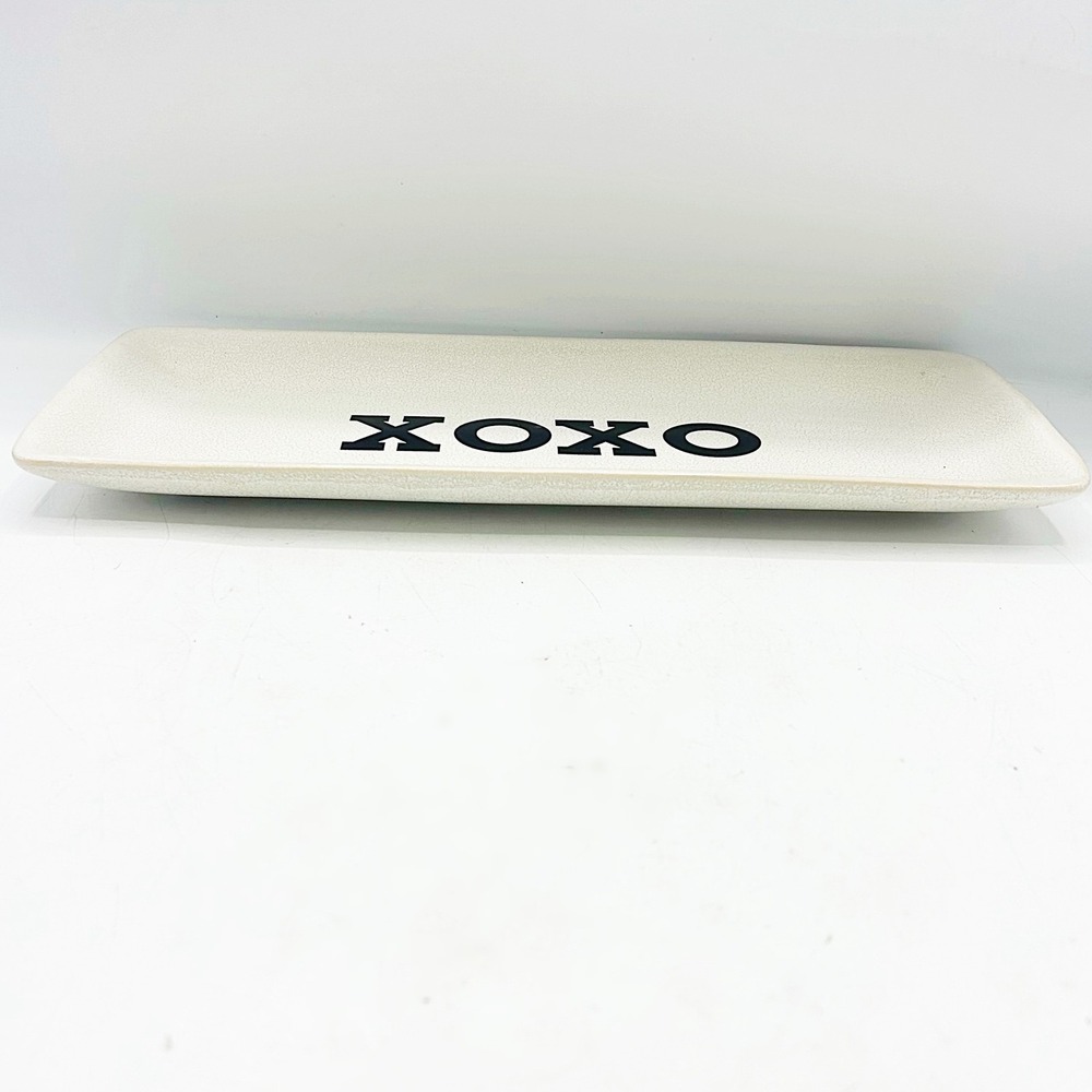 Pottery Barn XOXO Ceramic Serving Tray White Rectangular Valentine Decor 12" - Picture 5 of 6